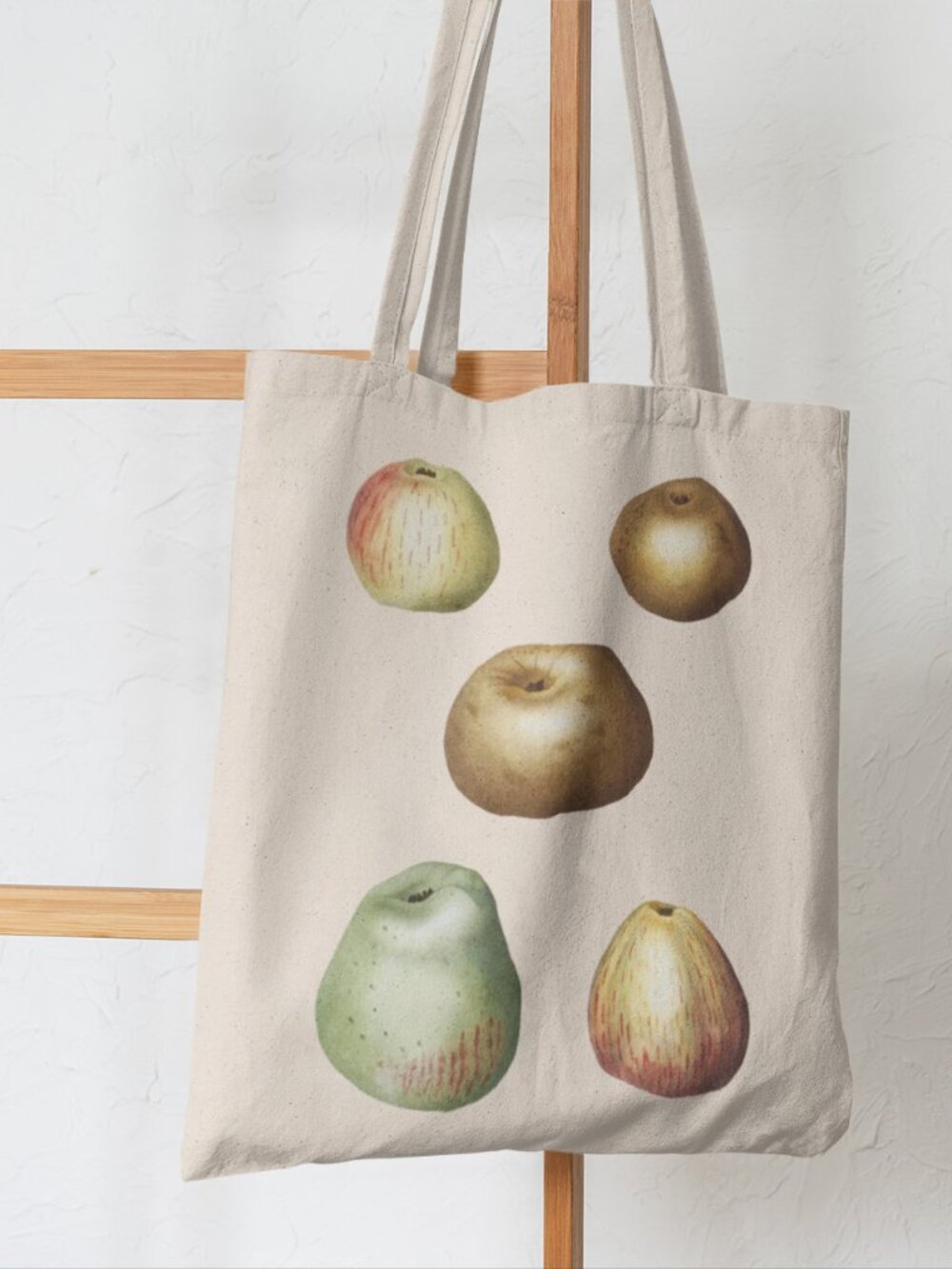 Apple Vintage Botanical Print Graphic Canvas Tote Bag - Picture 5 of 5
